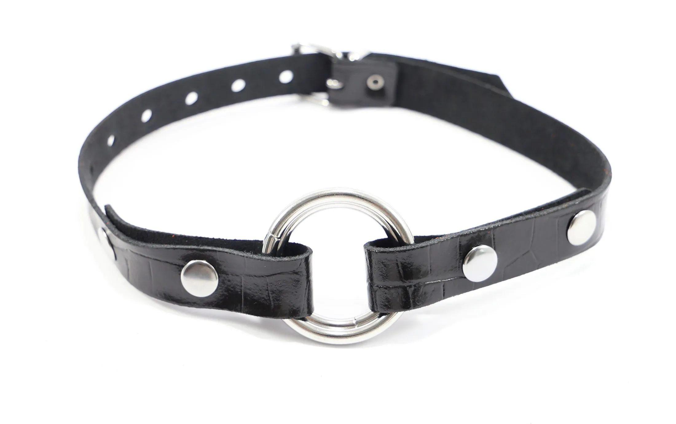 Dollhouse Bâillon Avec Anneaux En Cuir Et Acier - Noir 3 Dollhouse Bâillon Avec Anneaux En Cuir Et Acier - Noir