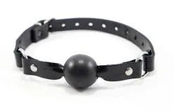 Gag-ball En Cuir Effet Croco Et Latex - Noir