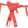 The Sinners Harnais Pour Gode-ceinture Avec Plastron Amovible - Cuir Croco Rouge