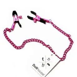 Pinces Tétons Réglables Avec Vis Roses -Lingerie boutique pinces tetons bdsm roses acier embout caoutchouc 2