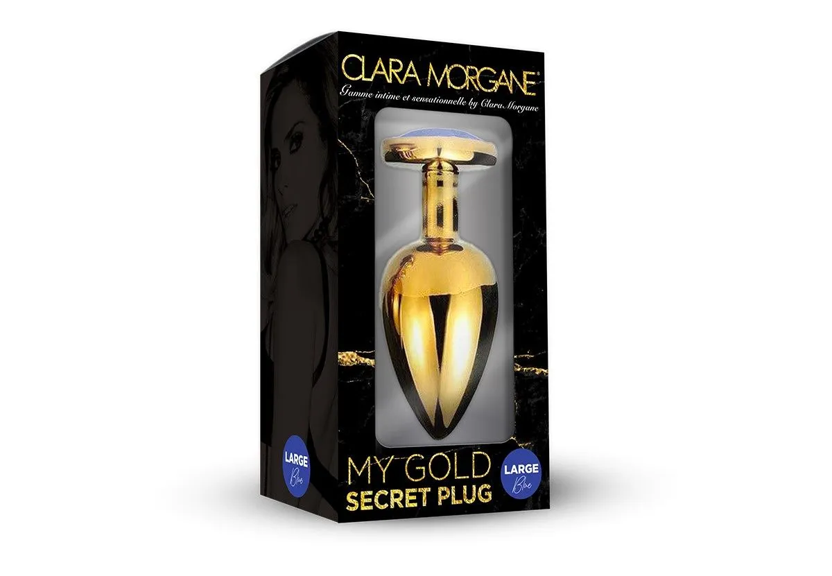 Plug Anal En Aluminium Doré Avec Cristal Bleu - Taille L 3 Plug Anal En Aluminium Doré Avec Cristal Bleu - Taille L