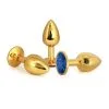 Plug Anal En Aluminium Doré Avec Cristal Bleu - Taille S