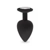 Plug Anal En Silicone Avec Butée Cristal - Taille M - Noir -Lingerie boutique plug anal silicone noir m 1