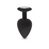 Plug Anal En Silicone Avec Butée Cristal - Taille S - Noir -Lingerie boutique plug anal silicone noir s 1