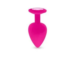 Plug Anal En Silicone Avec Butée Cristal - Taille L - Rose