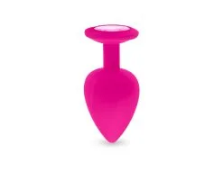Plug Anal En Silicone Avec Butée Cristal - Taille M - Rose