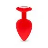 Plug Anal En Silicone Avec Butée Cristal - Taille L - Rouge -Lingerie boutique plug anal silicone rouge l 1
