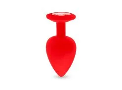 Plug Anal En Silicone Avec Butée Cristal - Taille L - Rouge