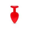 Plug Anal En Silicone Avec Butée Cristal - Taille M - Rouge -Lingerie boutique plug anal silicone rouge m 1