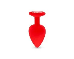 Plug Anal En Silicone Avec Butée Cristal - Taille M - Rouge