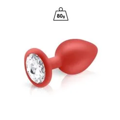 Plug Anal Rouge Diamant En Silicone - L - 80 G 5 Plug Anal Rouge Diamant En Silicone - L - 80 G -Lingerie boutique plug rouge 80g strass 2