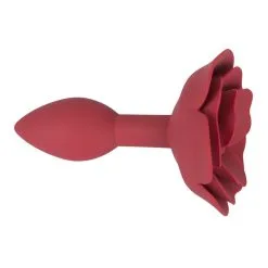 Plug En Silicone Avec Butée En Rose Rouge -Lingerie boutique plug silicone fleur rose 3