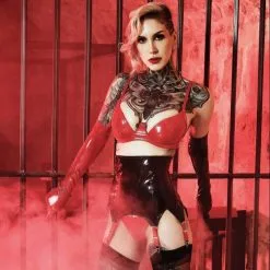 Patrice Catanzaro Porte-jarretelles Large En Vinyle Brillant - Nell -Lingerie boutique porte jarretelles nell vinyle 4