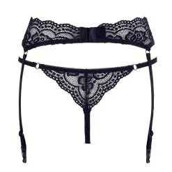 Porte-jarretelles En Dentelle Noire Avec Son String 9 Porte-jarretelles En Dentelle Noire Avec Son String -Lingerie boutique porte jarretelles string dentelle noire 4