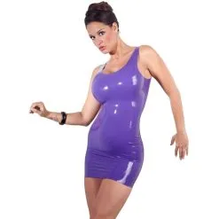 Robe Violette En Latex 7 Robe Violette En Latex -Lingerie boutique robe courte latex violet 3
