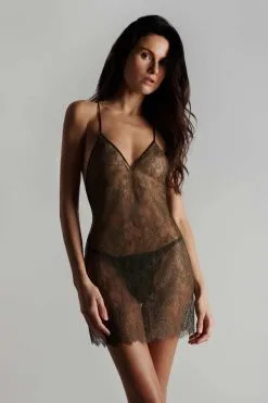 Maison Close Robe Courte En Dentelle - Rendez-vous Kaki 13 Maison Close Robe Courte En Dentelle - Rendez-vous Kaki -Lingerie boutique robe courte rendez vous kaki 1