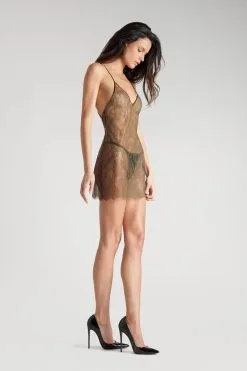 Maison Close Robe Courte En Dentelle - Rendez-vous Kaki 12 Maison Close Robe Courte En Dentelle - Rendez-vous Kaki -Lingerie boutique robe courte rendez vous kaki 2