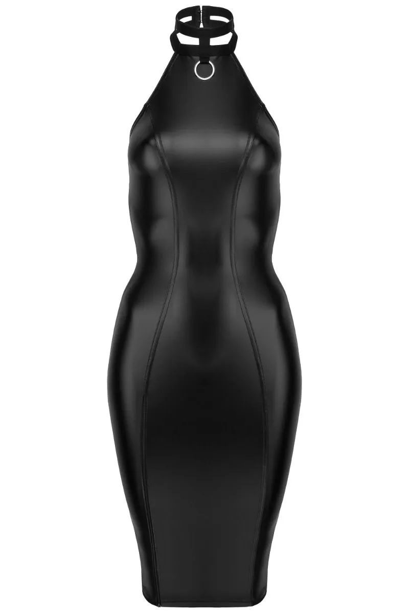 Noir Handmade Robe Longue En Wetlook Avec Col Choker 4 Noir Handmade Robe Longue En Wetlook Avec Col Choker – Image 2