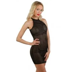 Robe Courte Avec Rayures Transparentes Noires