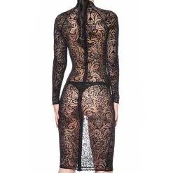 Patrice Catanzaro Robe Longue En Résille - Maori -Lingerie boutique robe resille longue motifs maori catanzaro 5