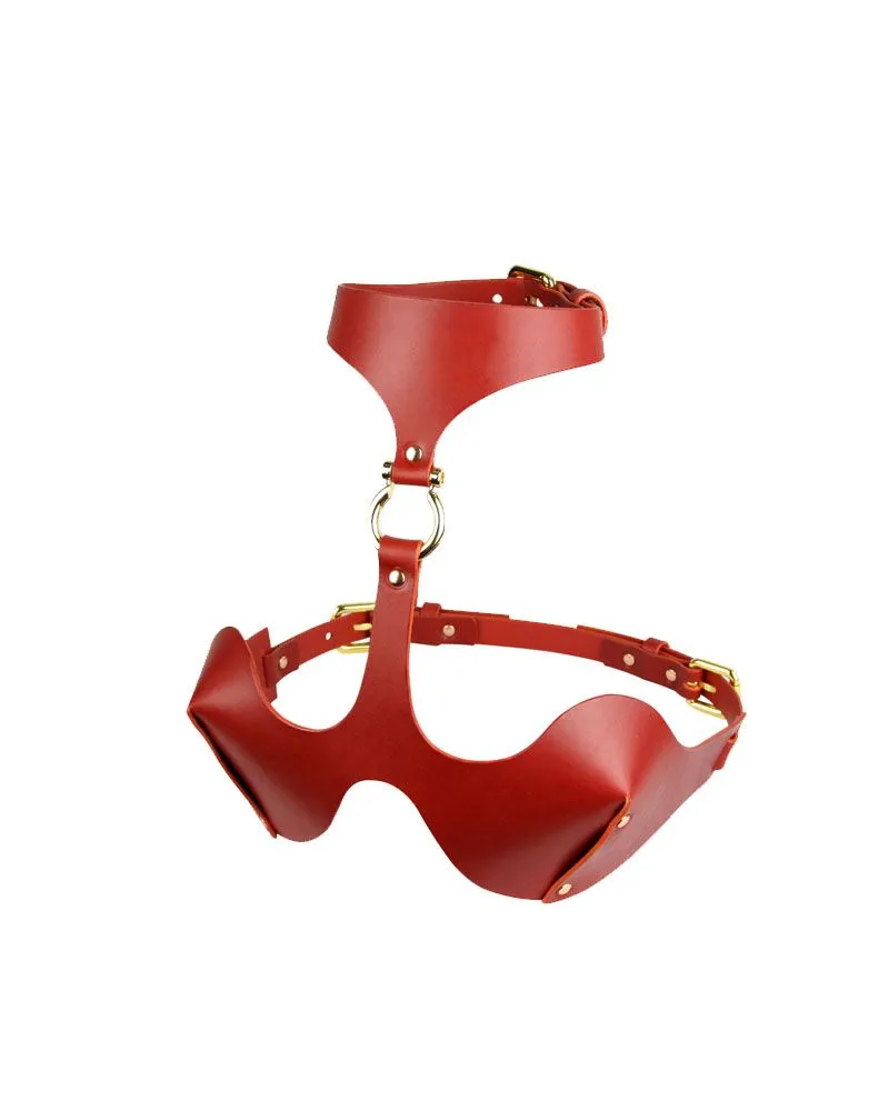 E.L.F. Zhou London Soutien-gorge Harnais En Cuir Rouge Et Or - Whiplash Red 4 E.L.F. Zhou London Soutien-gorge Harnais En Cuir Rouge Et Or - Whiplash Red – Image 2