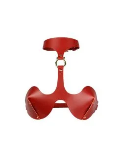 E.L.F. Zhou London Soutien-gorge Harnais En Cuir Rouge Et Or - Whiplash Red