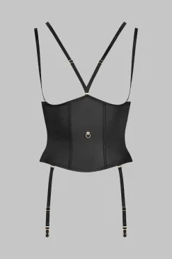 Maison Close Serre-taille Avec Bretelles Et Porte-jarretelles - Chambre Noire Or 11 Maison Close Serre-taille Avec Bretelles Et Porte-jarretelles - Chambre Noire Or -Lingerie boutique serre taille chambre noire or 5