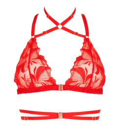 Impudique Soutien-gorge En Dentelle Rouge Et Lanières - Bijou