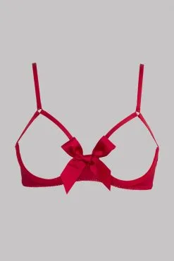 Maison Close Soutien-gorge Seins Nus - Le Petit Secret - Rouge 13 Maison Close Soutien-gorge Seins Nus - Le Petit Secret - Rouge -Lingerie boutique sg seins nus noeud rouge ps 4