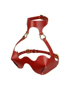 E.L.F. Zhou London Soutien-gorge Harnais En Cuir Rouge - Omega -Lingerie boutique soutien gorge harnais cuir rouge 3