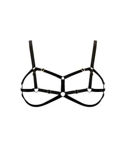 E.L.F. Zhou London Soutien-gorge Harnais D-Ring - Bondage Noir -Lingerie boutique strap pro1 1