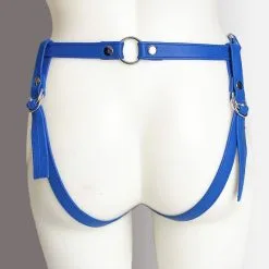 The Sinners Harnais Pour Gode-ceinture Avec Attaches D-Ring - Cuir Souple Bleu