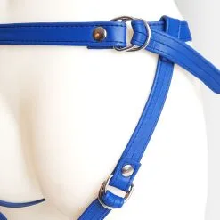 The Sinners Harnais Pour Gode-ceinture Avec Plastron Amovible Et Attaches D-Ring - Cuir Souple Bleu -Lingerie boutique strapon bleu plein doubleanneaux grosplananneaux
