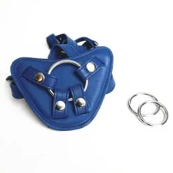 The Sinners Harnais Pour Gode-ceinture Avec Plastron Amovible Et Attaches D-Ring - Cuir Souple Bleu -Lingerie boutique strapon bleu plein doubleanneaux seul