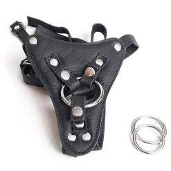 The Sinners Harnais Pour Gode-ceinture Avec Attaches D-Ring - Cuir Souple Noir -Lingerie boutique strapon noir ouvert doubleanneaux seul 1
