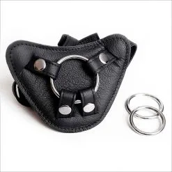 The Sinners Harnais Pour Gode-ceinture Avec Plastron Amovible Et Attaches D-Ring - Cuir Souple Noir -Lingerie boutique strapon noir plein anneaux seul 1