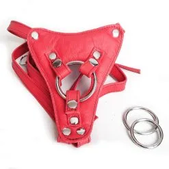 The Sinners Harnais Pour Gode-ceinture Avec Attaches D-Ring - Cuir Souple Rouge 11 The Sinners Harnais Pour Gode-ceinture Avec Attaches D-Ring - Cuir Souple Rouge -Lingerie boutique strapon rouge ouvert anneaux seul 1