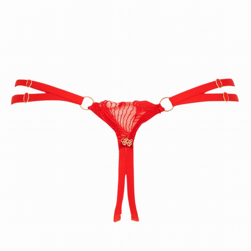 Impudique String Ouvert En Dentelle Rouge - Libertine 3 Impudique String Ouvert En Dentelle Rouge - Libertine