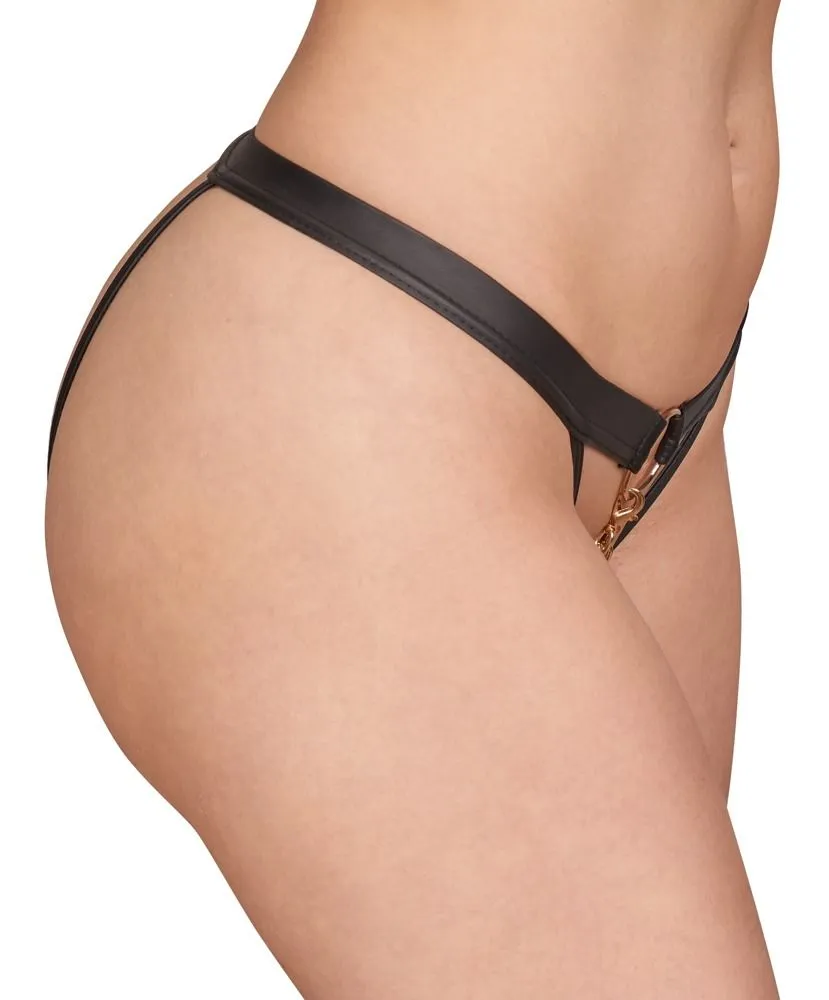 Culotte Ouverte En Wetlook Mat Avec Chaînettes Dorées 4 Culotte Ouverte En Wetlook Mat Avec Chaînettes Dorées – Image 2