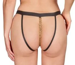 Culotte Ouverte En Wetlook Mat Avec Chaînettes Dorées 9 Culotte Ouverte En Wetlook Mat Avec Chaînettes Dorées -Lingerie boutique string ouvert wetlook chaines dorees 3