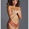 Culotte Ouverte Rouge Effet Harnais - The Only One -Lingerie boutique the only one front red