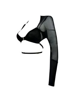 E.L.F. Zhou London Top Cache-cœur En Résille - Obsidian -Lingerie boutique top resille obsidian meh top 3